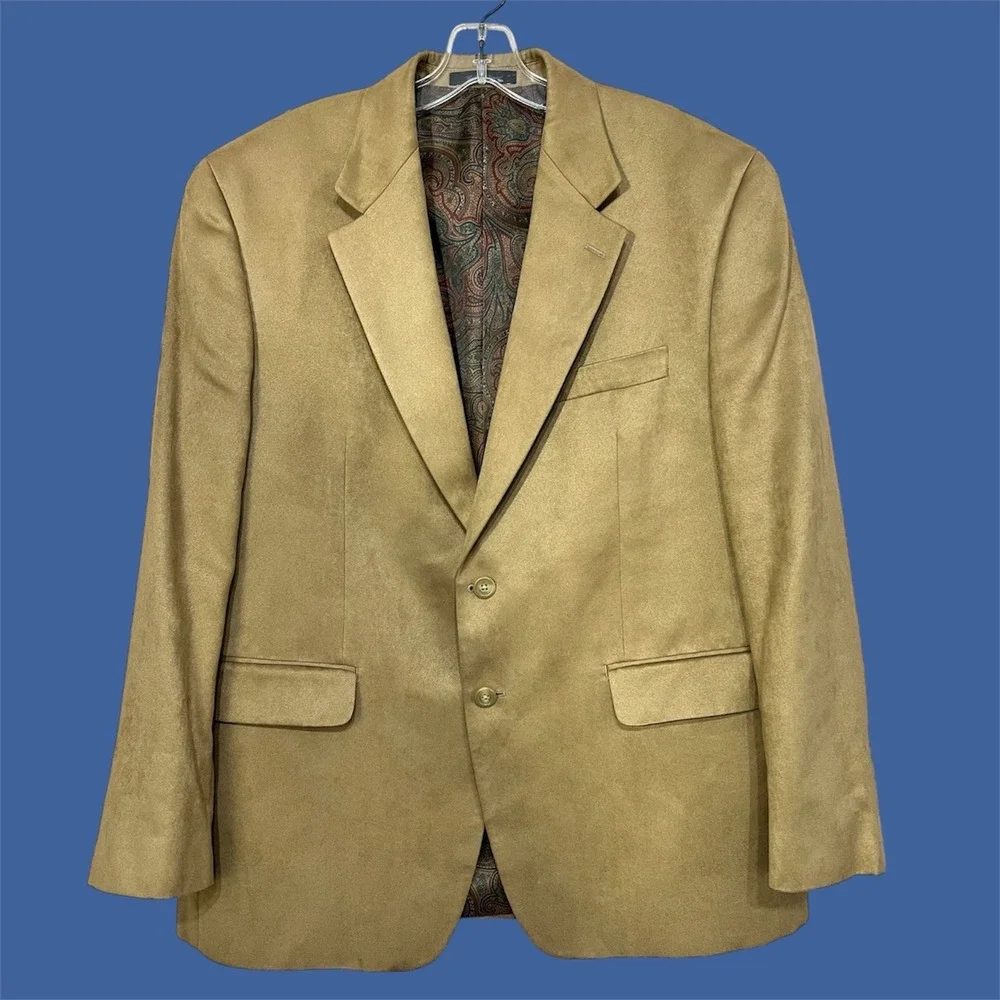 Lauren Ralph Lauren Faux Suede Sport Coat Blazer Men 42S Camel Academia Heritage